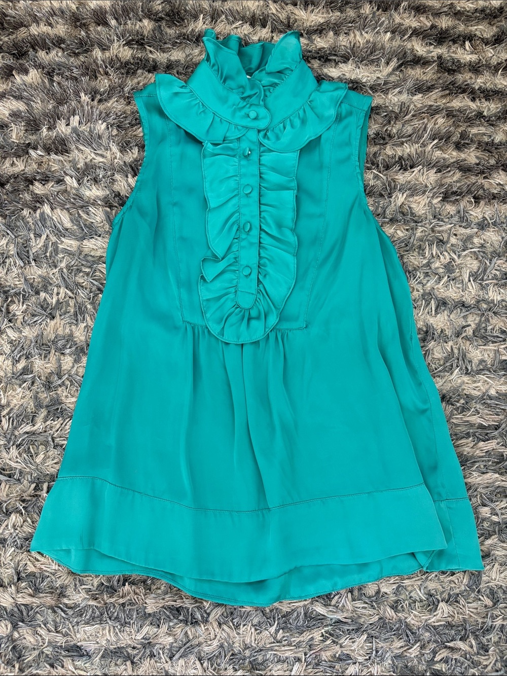 Teal Ruffle Front Sleeveless Camisole Size S